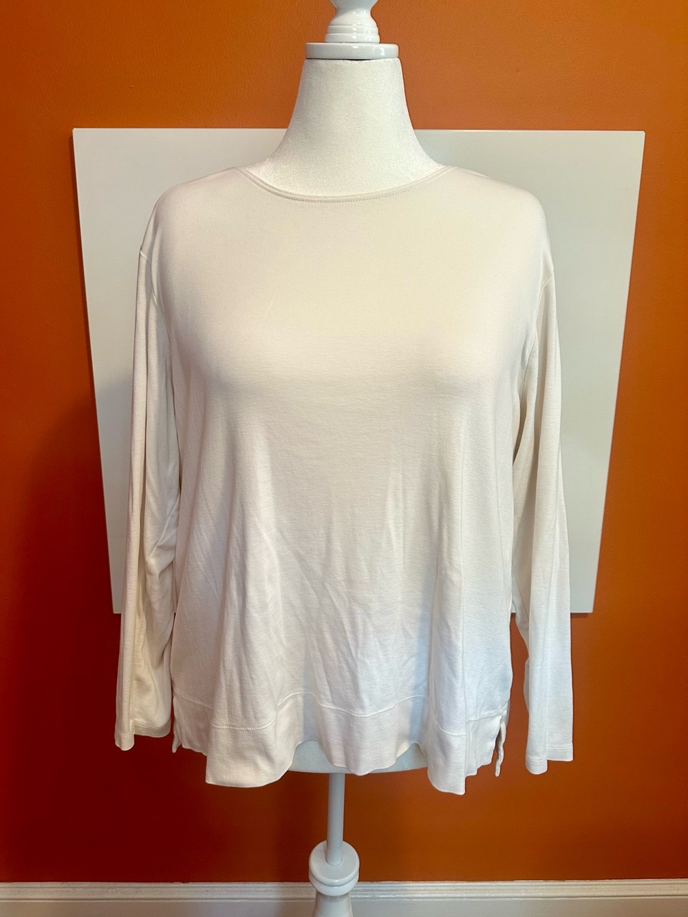J.Jill Perfect Pima Off White High-Low Long Sleeve Tee Size 2X
